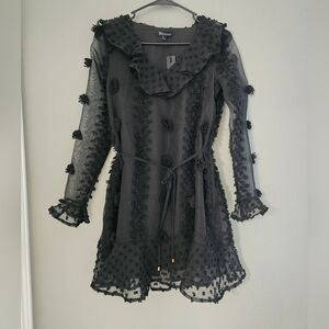 Chic Black Long Sleeve Dress with Textured Design